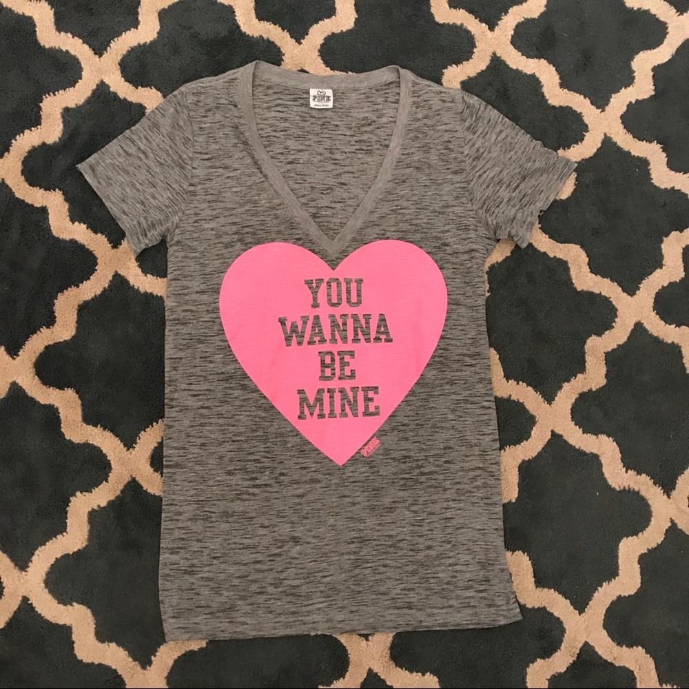 Victoria’s Secret PINK gray and pink tee large